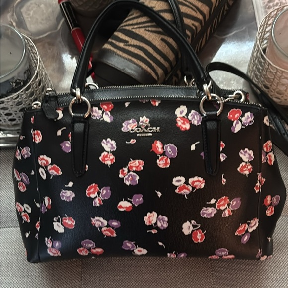Coach Black Floral Satchel - Picture 1 of 8